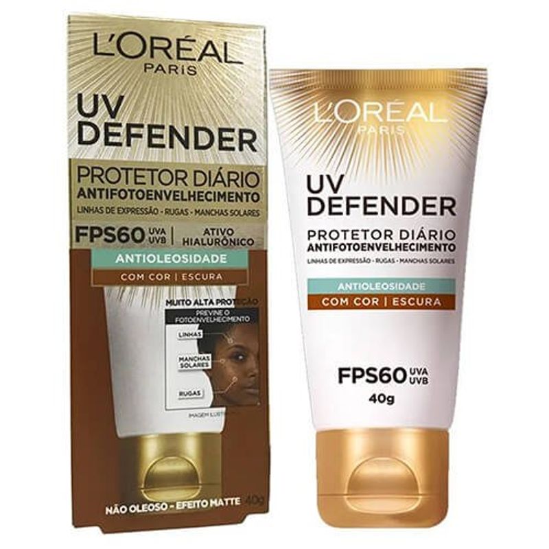 protetor solar facial 40g defender f60 escura