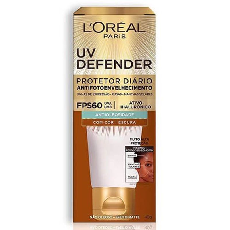 protetor solar facial 40g defender f60 escura