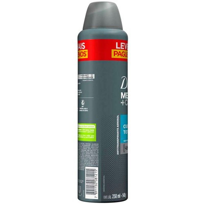 desodorante antitranspirante aerosol dove cuidado total 250ml