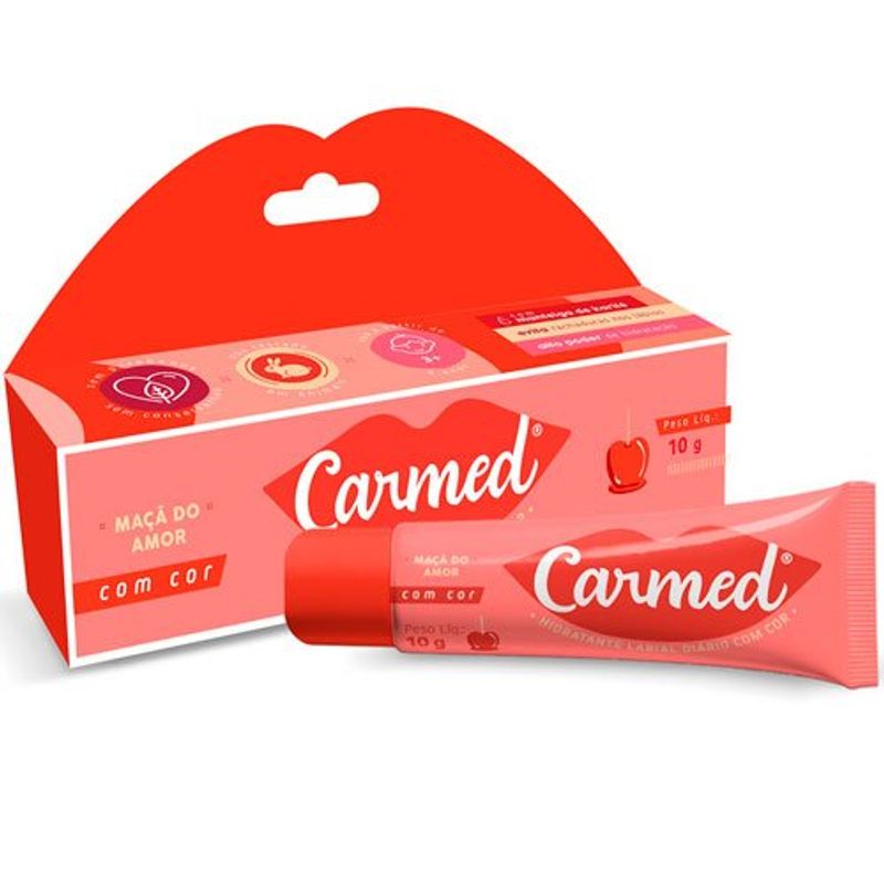 hidratante labial carmed fini maça do amor com cor 10g
