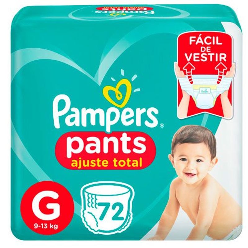 fralda pampers pants ajuste total bag tamanho g 72 unidades