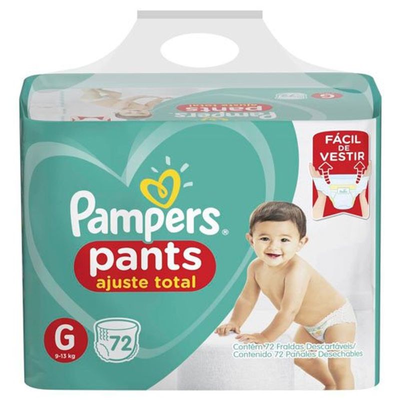 fralda pampers pants ajuste total bag tamanho g 72 unidades