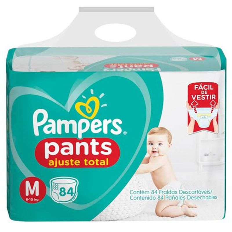 fralda pampers pants ajuste total bag tamanho m 84 unidades