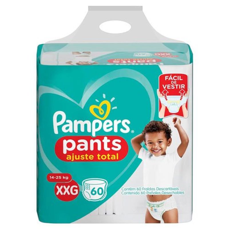 fralda pampers pants ajuste total bag tamanho xxg 60 unidades
