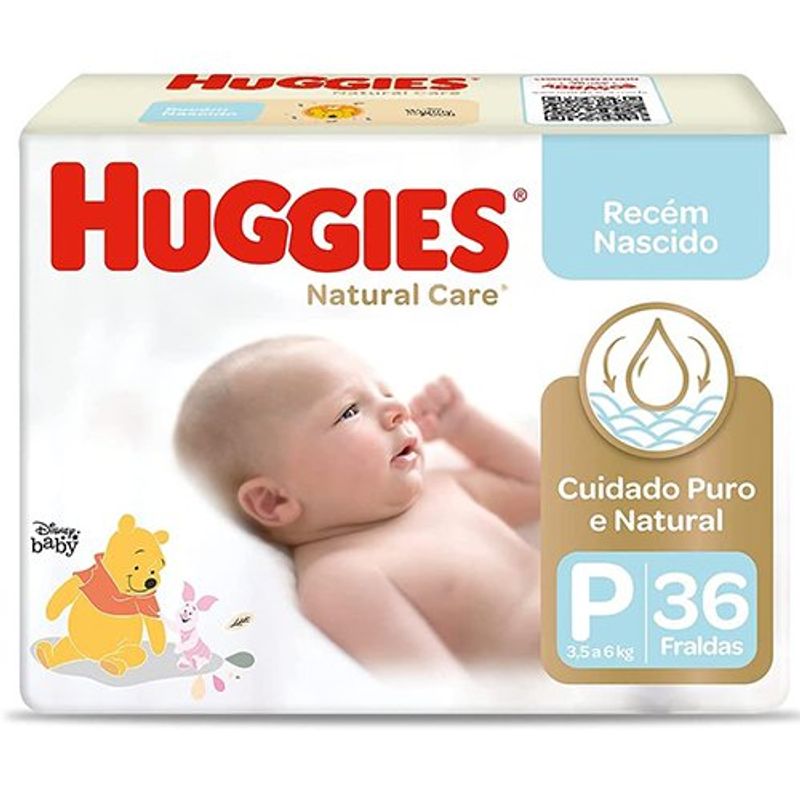 fralda huggies natural care tamanho p 36 unidades