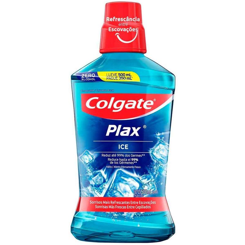 enxaguante antisséptico bucal colgate plax ice leve 500ml pague 350ml