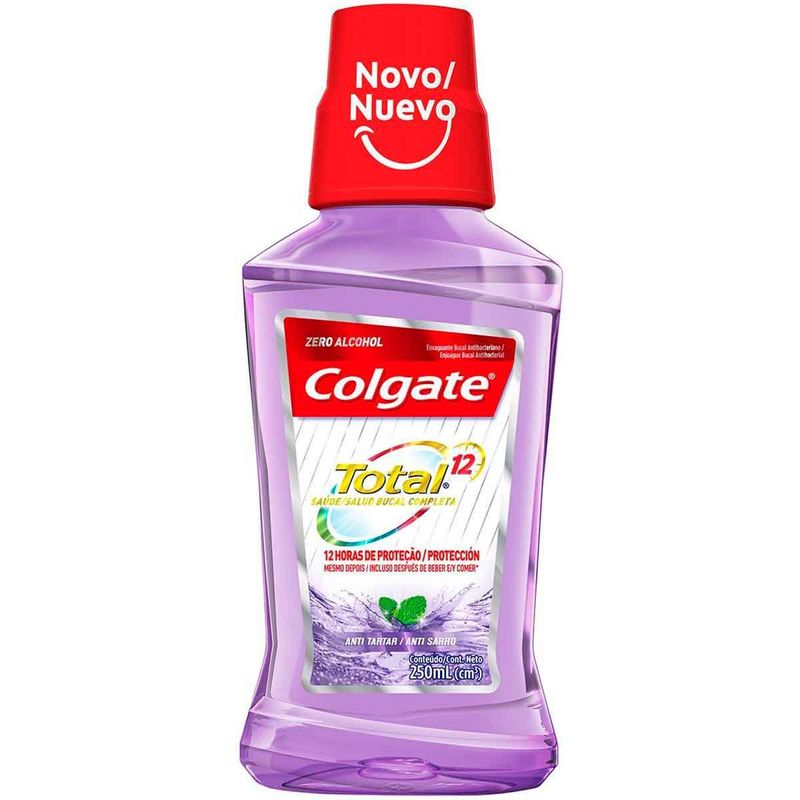 enxaguante antisséptico bucal colgate total 12 antitártaro 250ml