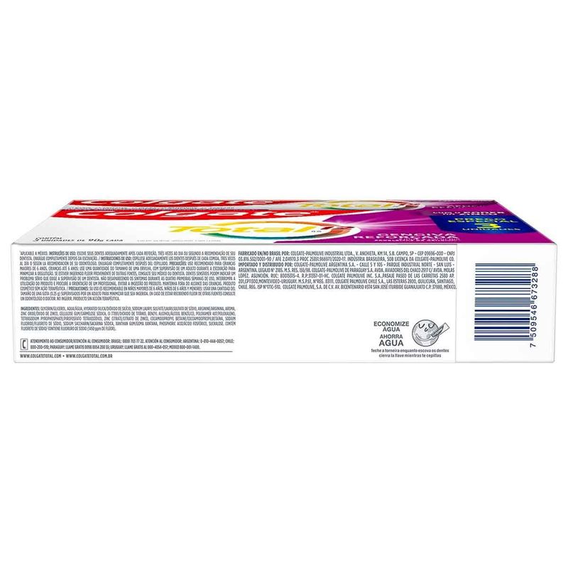 creme dental colgate total 12 gengiva reforçada 3 unidades 90g cada