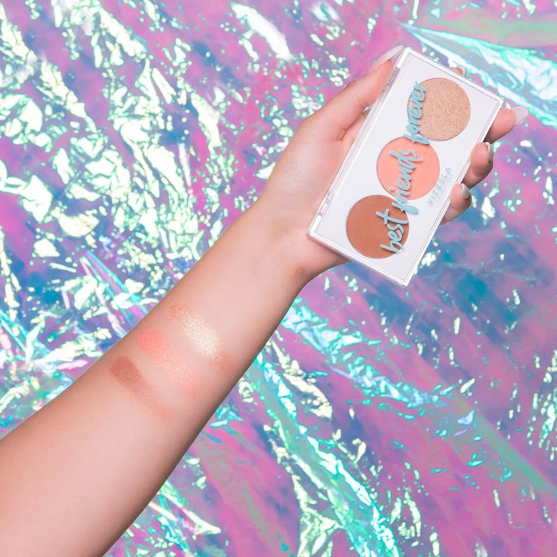 paleta vizzela bff contorno, blush e iluminador cor 03