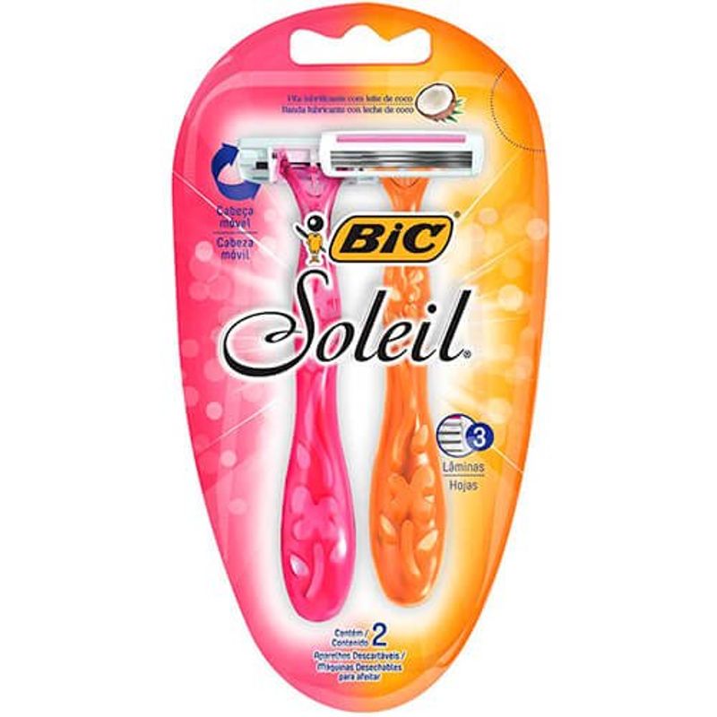 aparelho de depilar bic soleil laranja e rosa 2 unidades