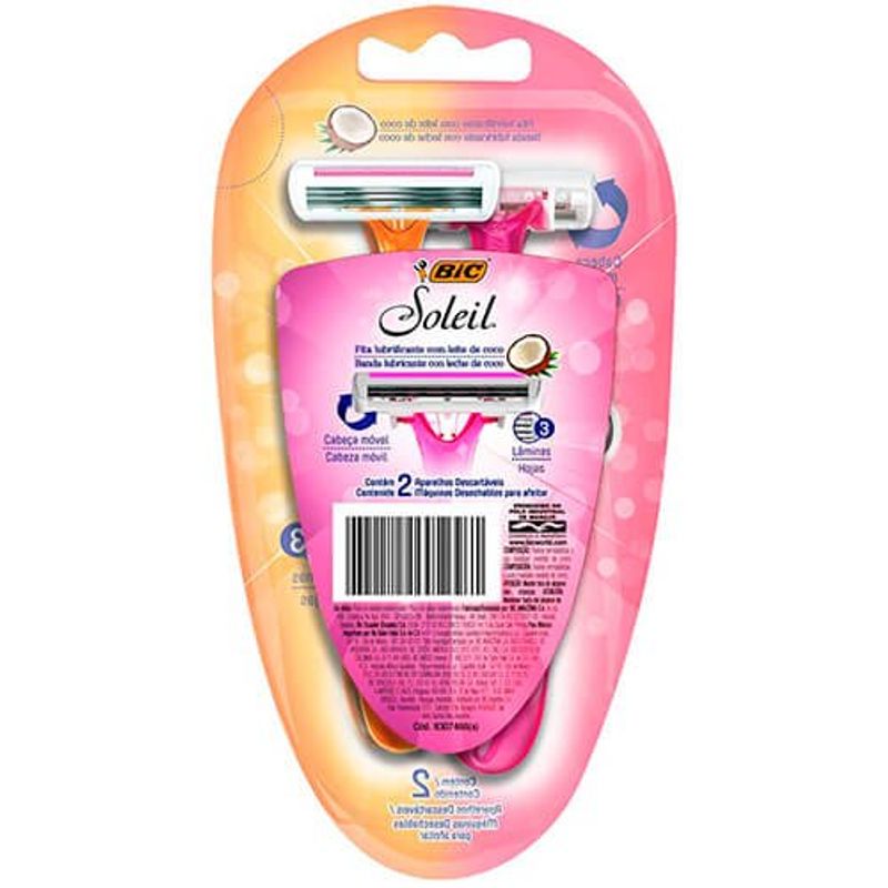 aparelho de depilar bic soleil laranja e rosa 2 unidades