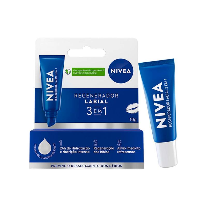 regenerador labial nivea 3 em 1 10g