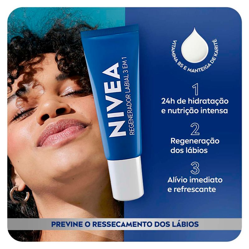 regenerador labial nivea 3 em 1 10g