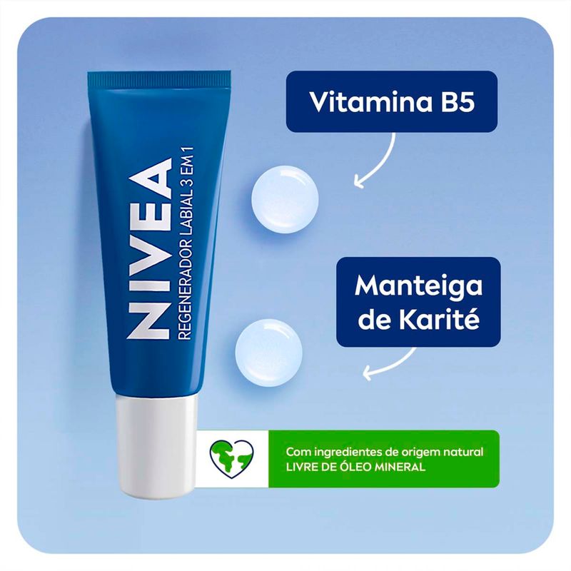 regenerador labial nivea 3 em 1 10g