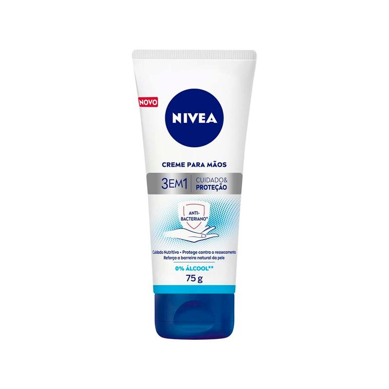 creme para as mãos nivea 3 em 1 ação antibacteriana 75g