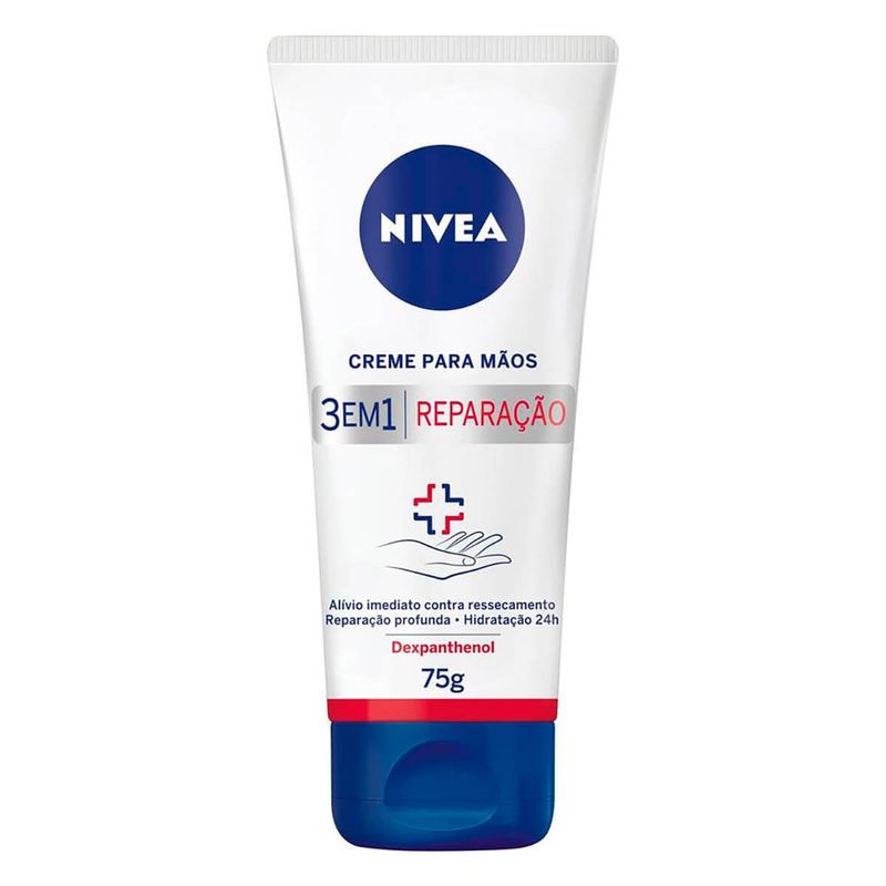 creme para mãos nivea 3 em 1 reparação com 75ml