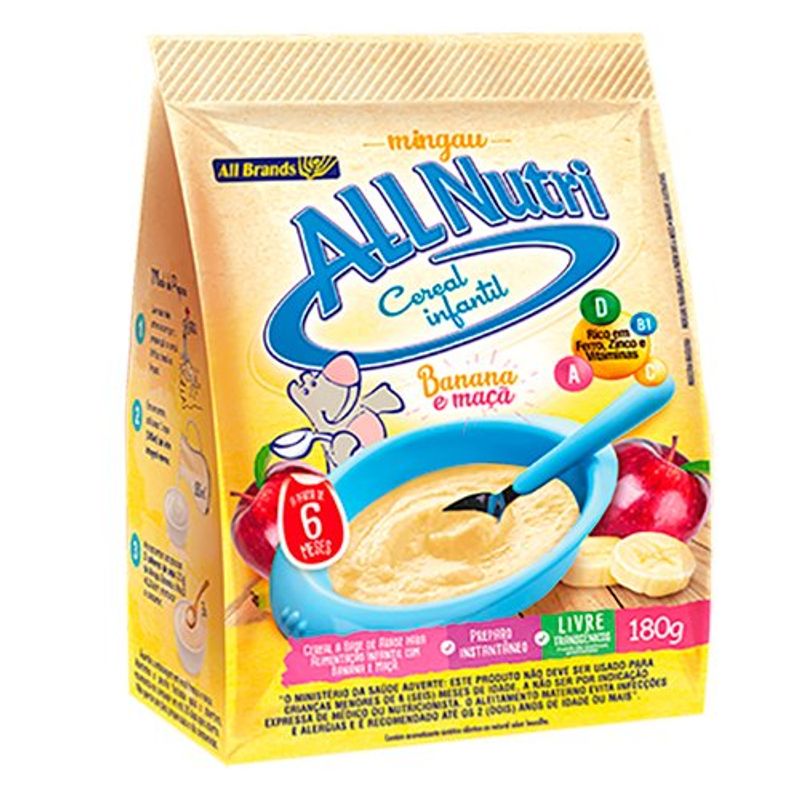 mingau de banana e maça cereal infantil allnutri 180g