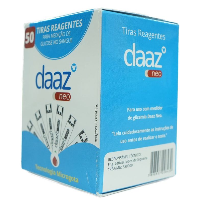 tiras reagentes para medição de glicose daaz neo 50 tiras