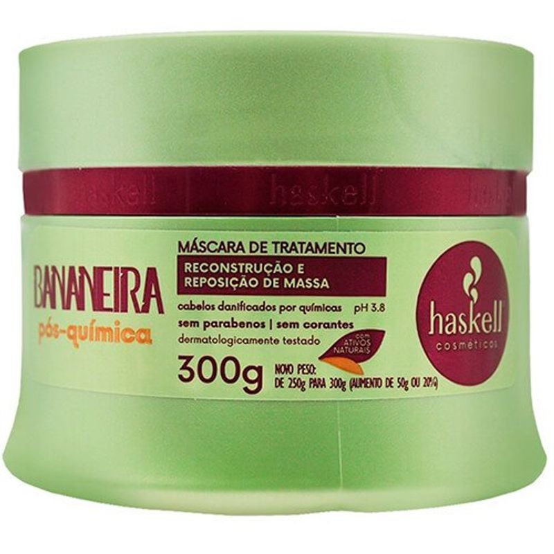 máscara de tratamento bananeira haskell pós-química 300g