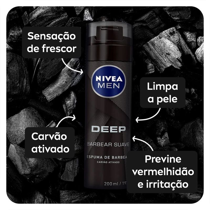 espuma de barbear nivea men deep black 200ml