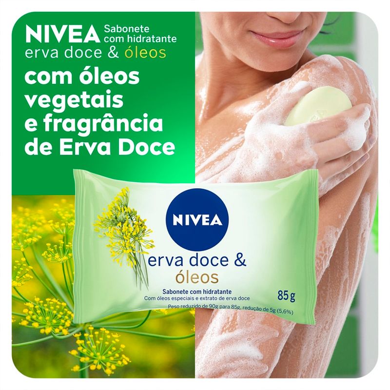 sabonete em barra hidratante nivea erva doce e óleos essenciais 85g