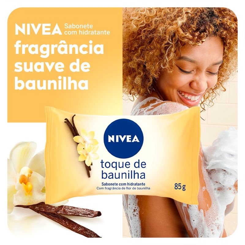 sabonete em barra hidratante nivea toque de baunilha 85g