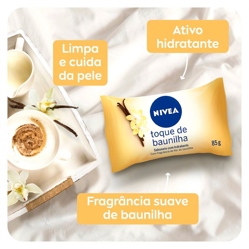 sabonete em barra hidratante nivea toque de baunilha 85g