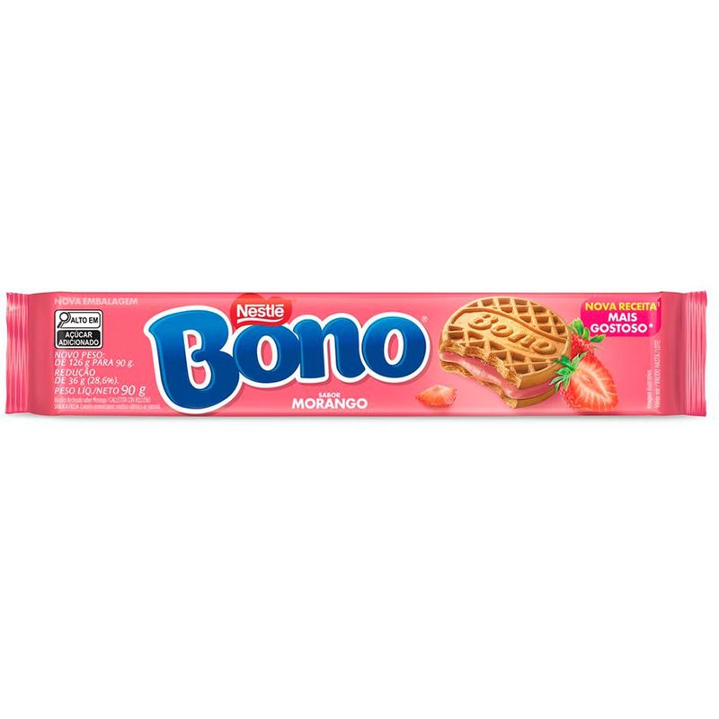 biscoito recheado bono morango 90g