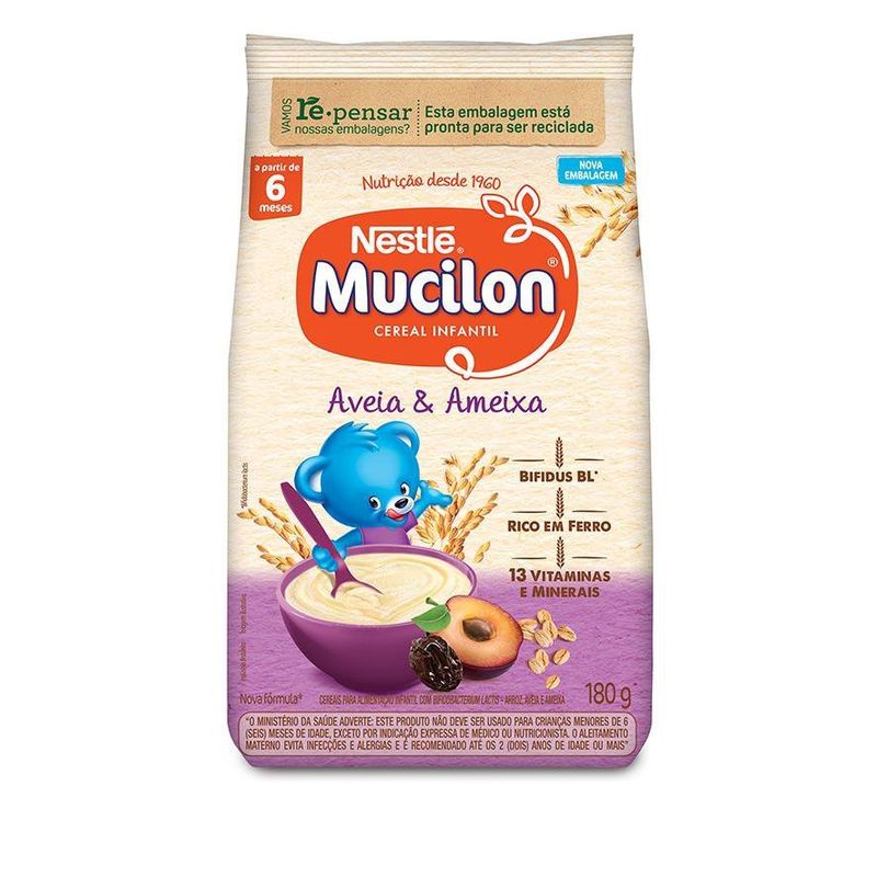 mucilon cereal infantil aveia e ameixa 180g