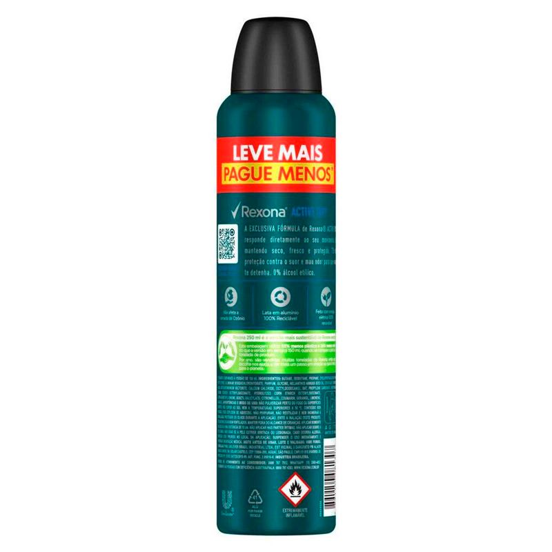 desodorante aerosol rexona antitranspirante active dry 72h 250ml