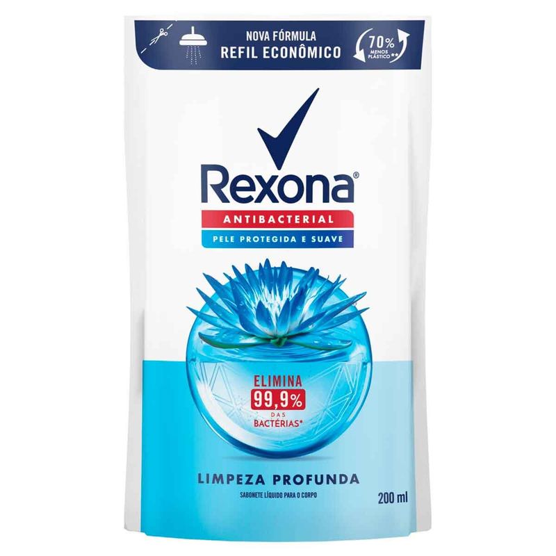 refil sabonete líquido rexona antibacterial limpeza profunda 200ml