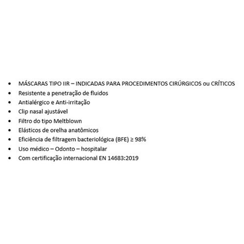 máscara cirúrgica g-tech camada tripla camada 50 unidades tipo iir