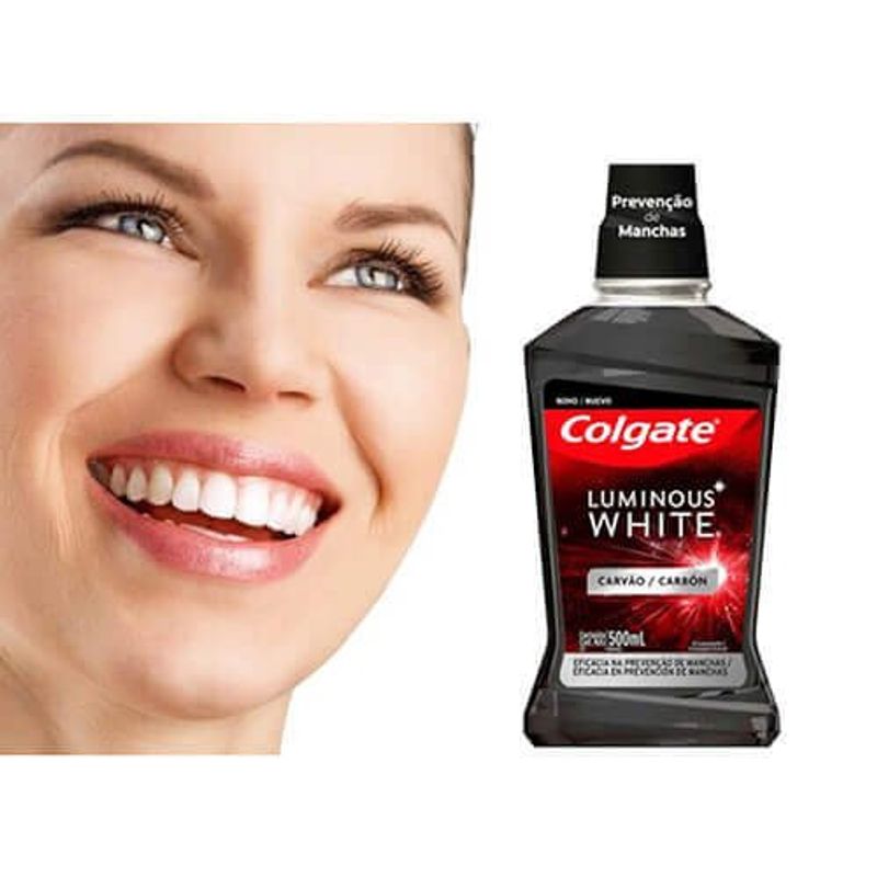 enxaguante bucal colgate luminous white carvão 500ml