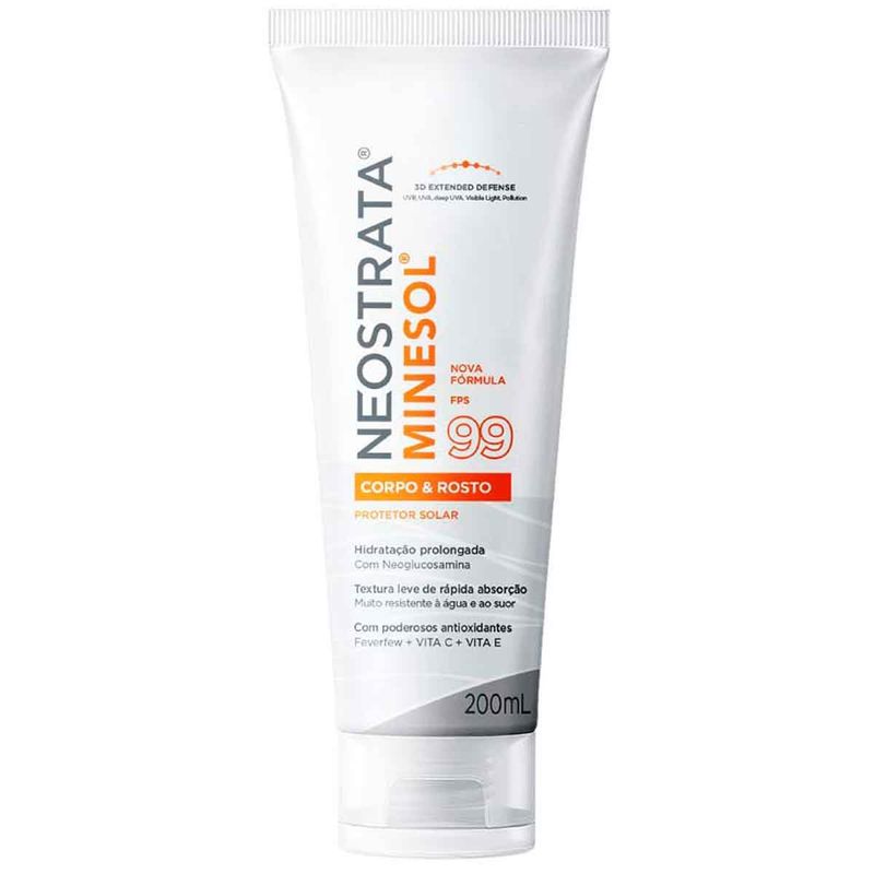 protetor solar neostrata minesol corpo e rosto fps99 200ml