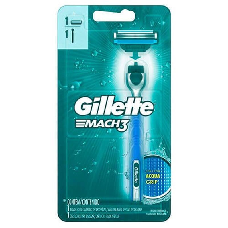 aparelho de barbear gillette mach3 acqua-grip 1 unidade