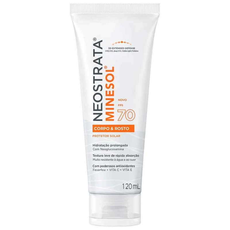 protetor solar neostrata minesol corpo e rosto fps70 120ml