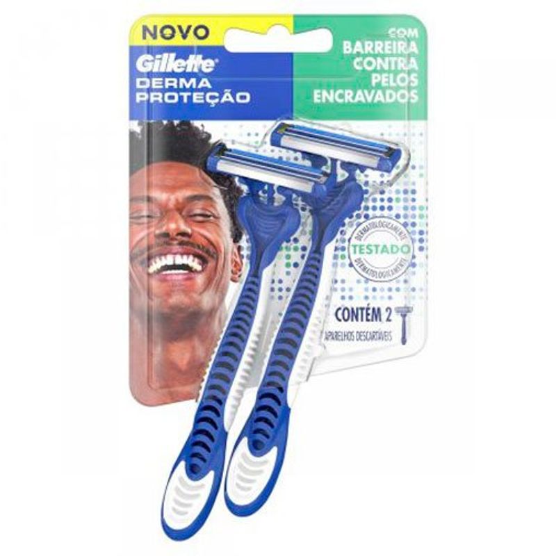 aparelho de barbear gillette derma proteção descartável 02 unidades