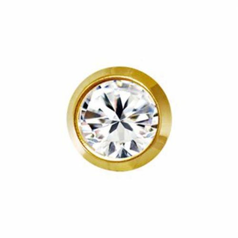 brinco antialérgico studex bezel cristal pequeno dourado