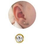 brinco antialérgico studex bezel cristal pequeno dourado