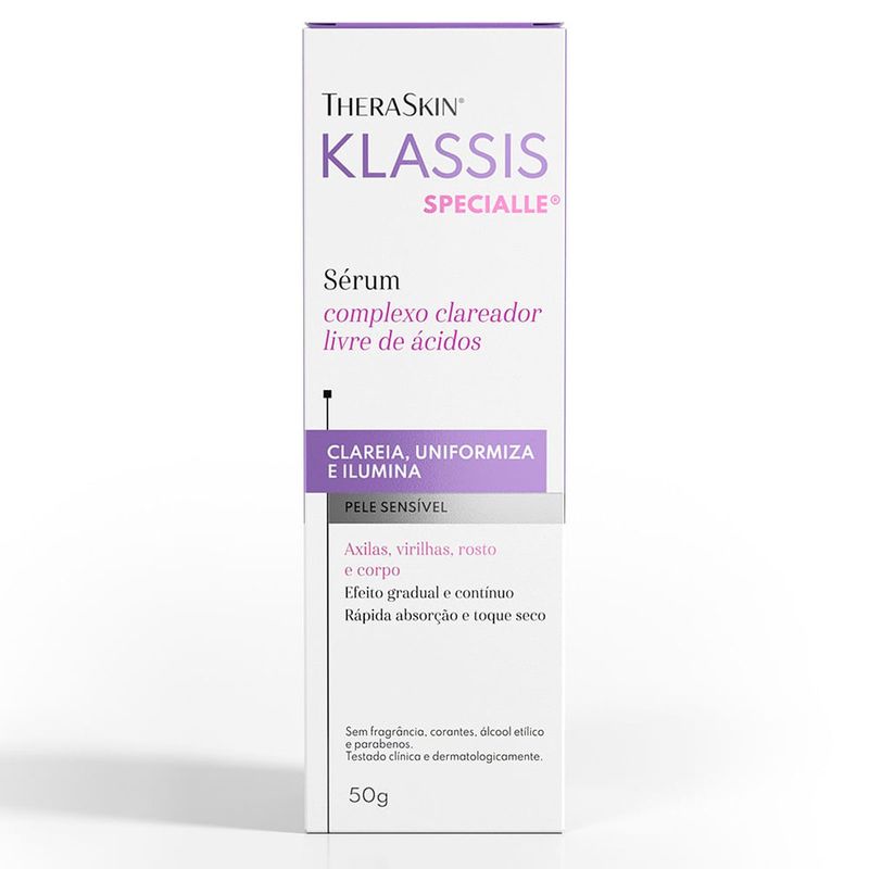 sérum clareador theraskin klassis specialle para pele sensível 50g