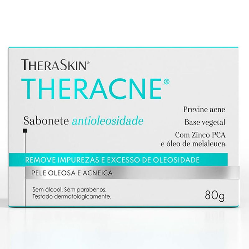 sabonete antioleosidade theraskin theracne para pele oleosa e acneica 80g