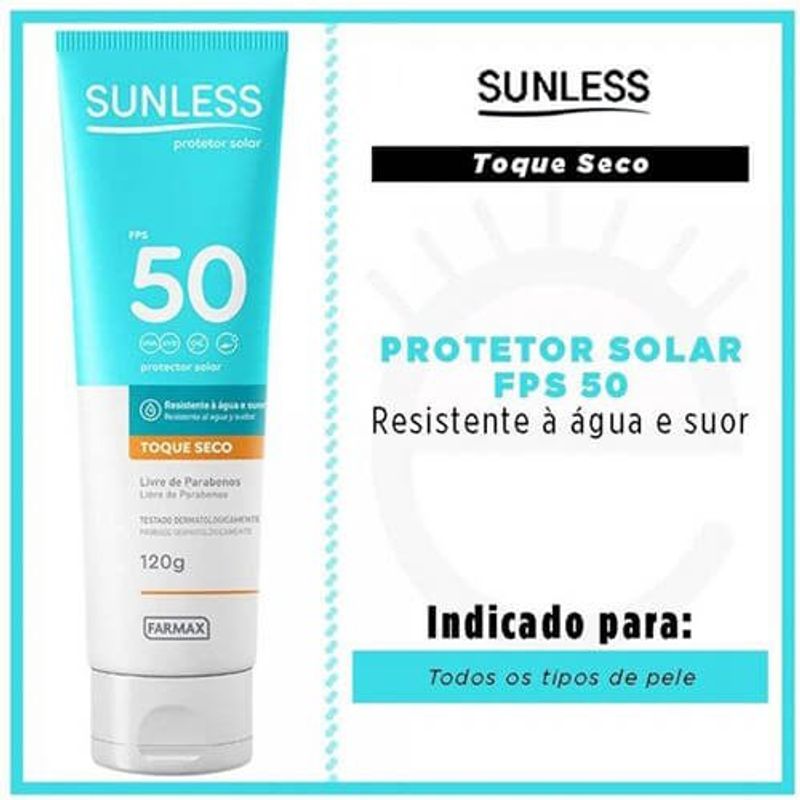 protetor solar sunless fps50 farmax 120g