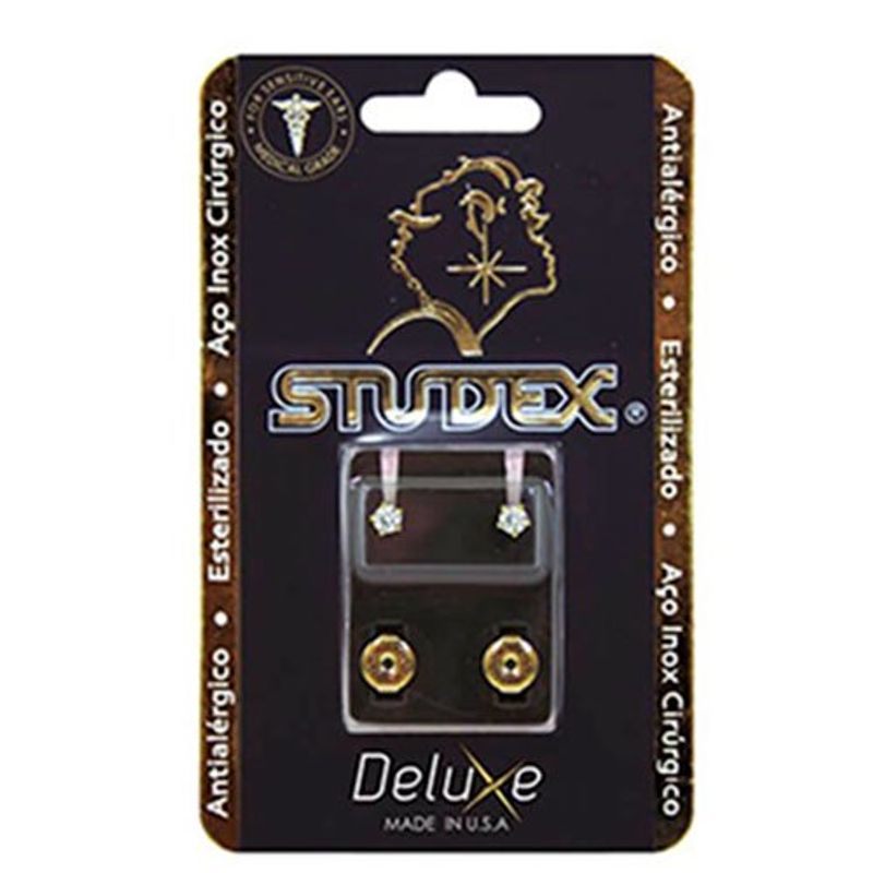 brinco antialérgico studex deluxe zircônia pequena prateado