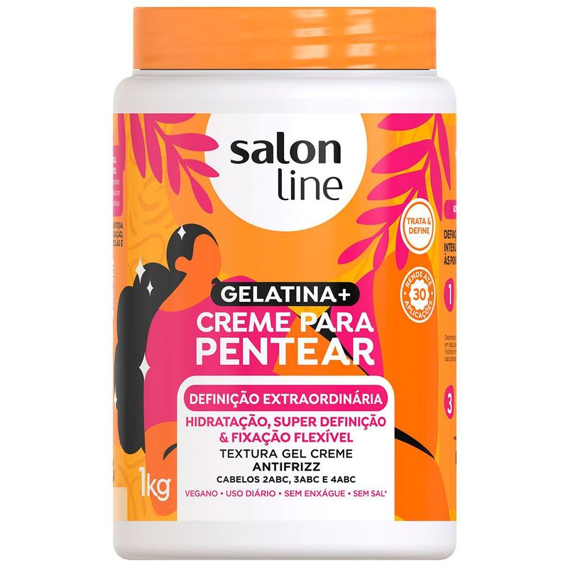 creme para pentear salon line gelatina+ definição extraordinária 1kg
