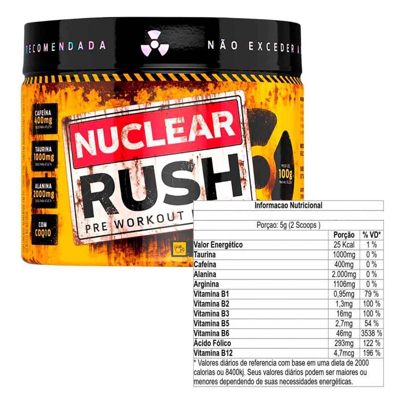 pré-treino nuclear rush bodyaction morango 100g