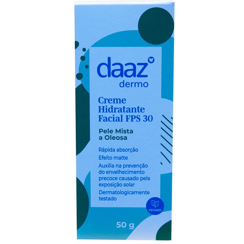 creme hidratante facial daaz pele mista a oleosa efeito matte 50g