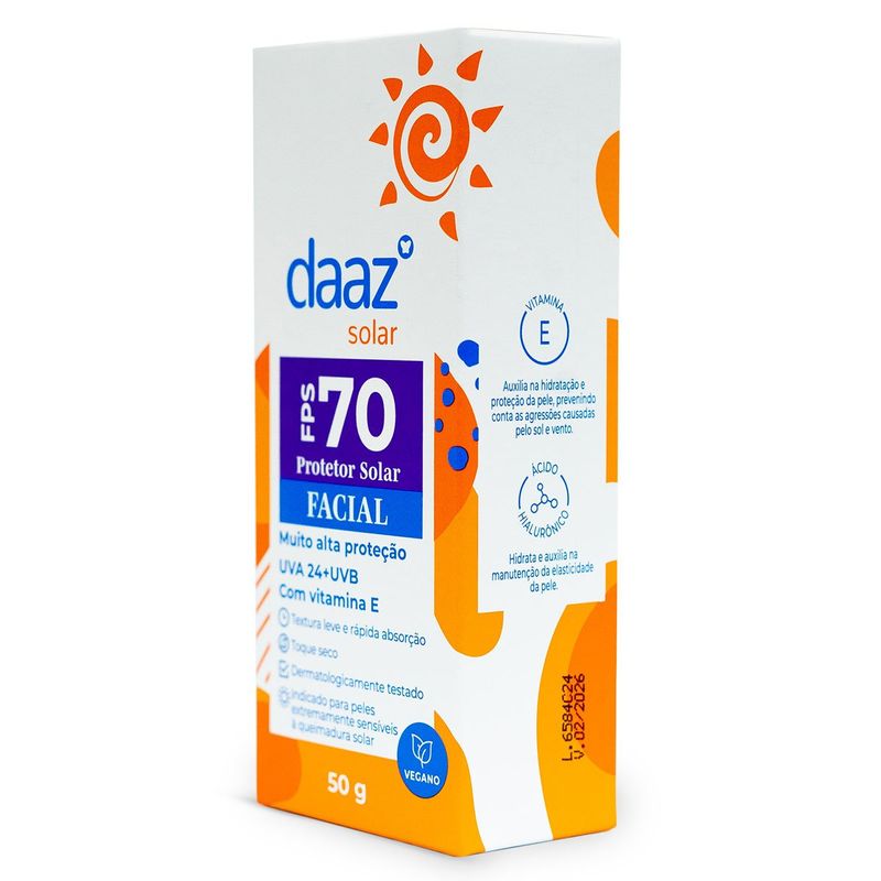 protetor solar facial daaz fps70 50g