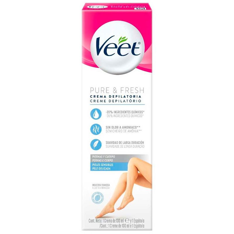 creme depilatório veet pure & fresh pele sensível 100ml