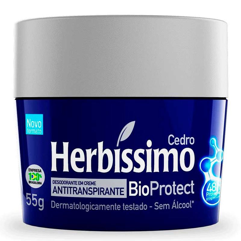 desodorante creme herbíssimo bioprotect cedro 55g