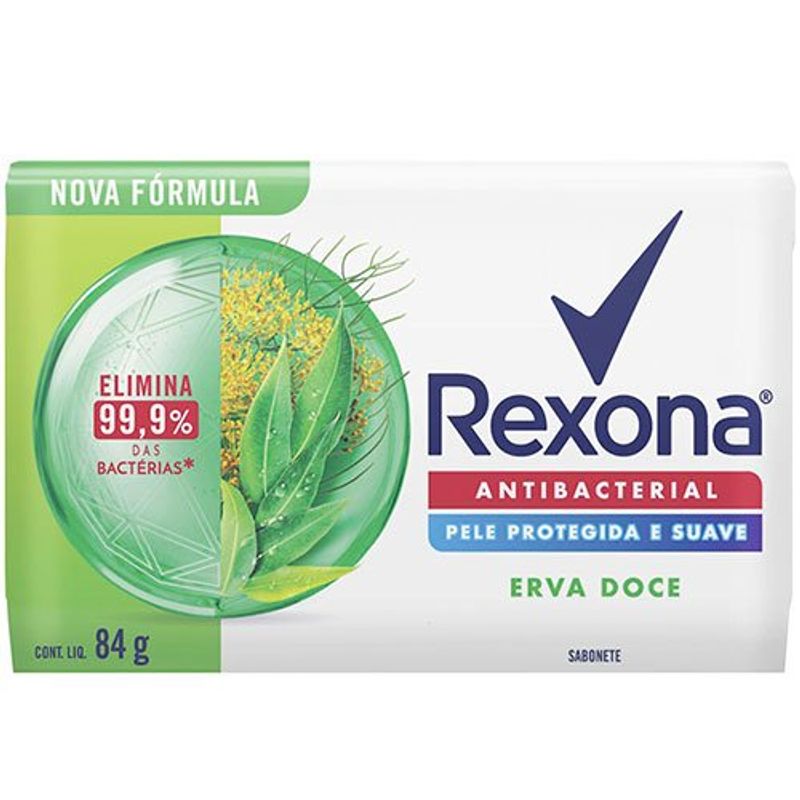 sabonete em barra rexona antibacterial erva doce 84g